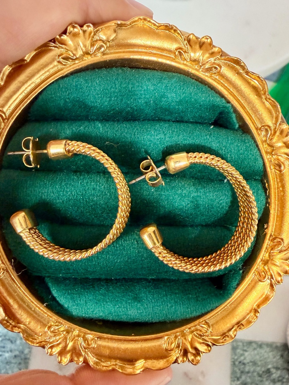 Avon Gold Braided “Chain” Hoop Earrings